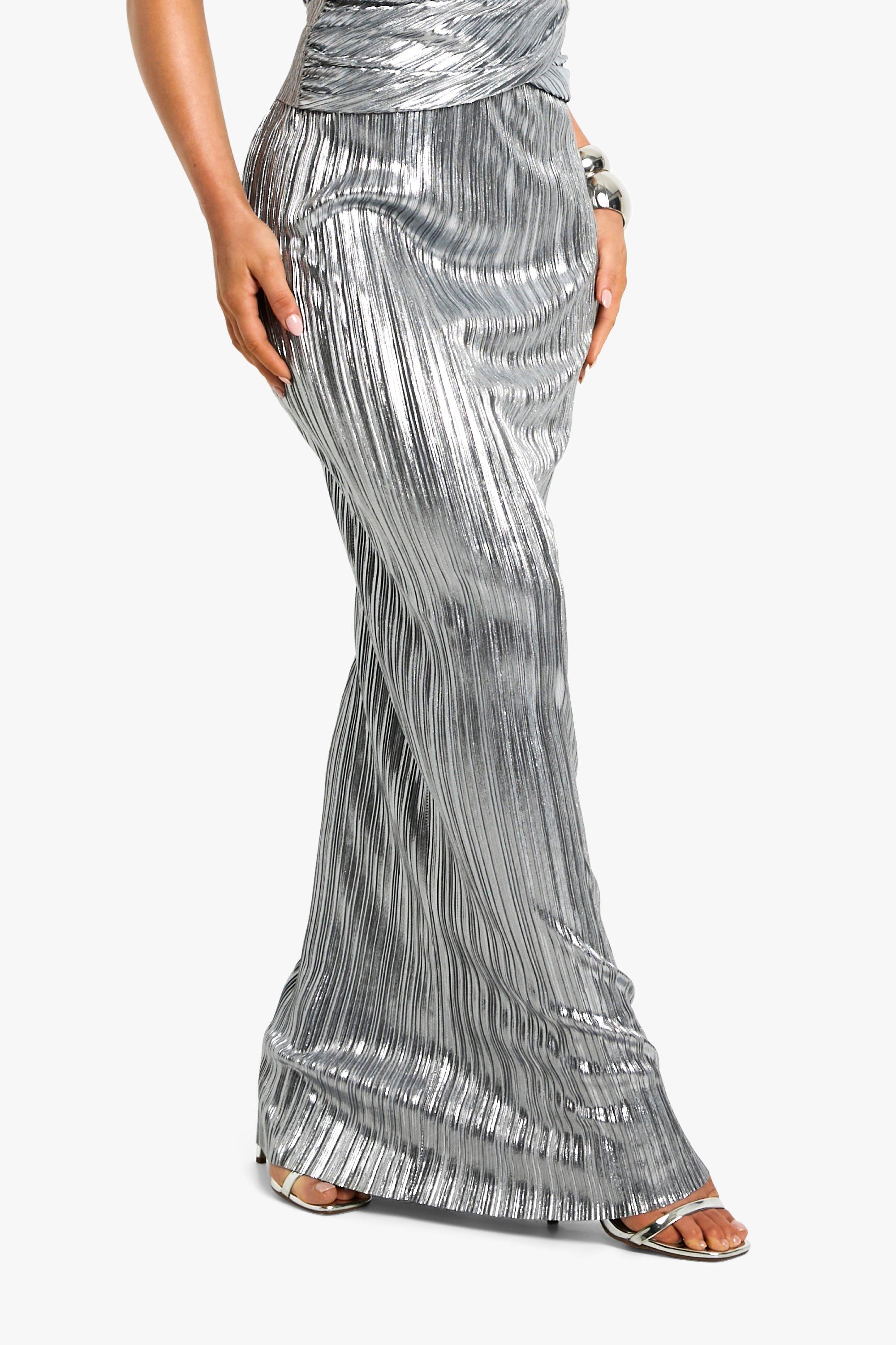 Metallic pleated skirt boohoo best sale